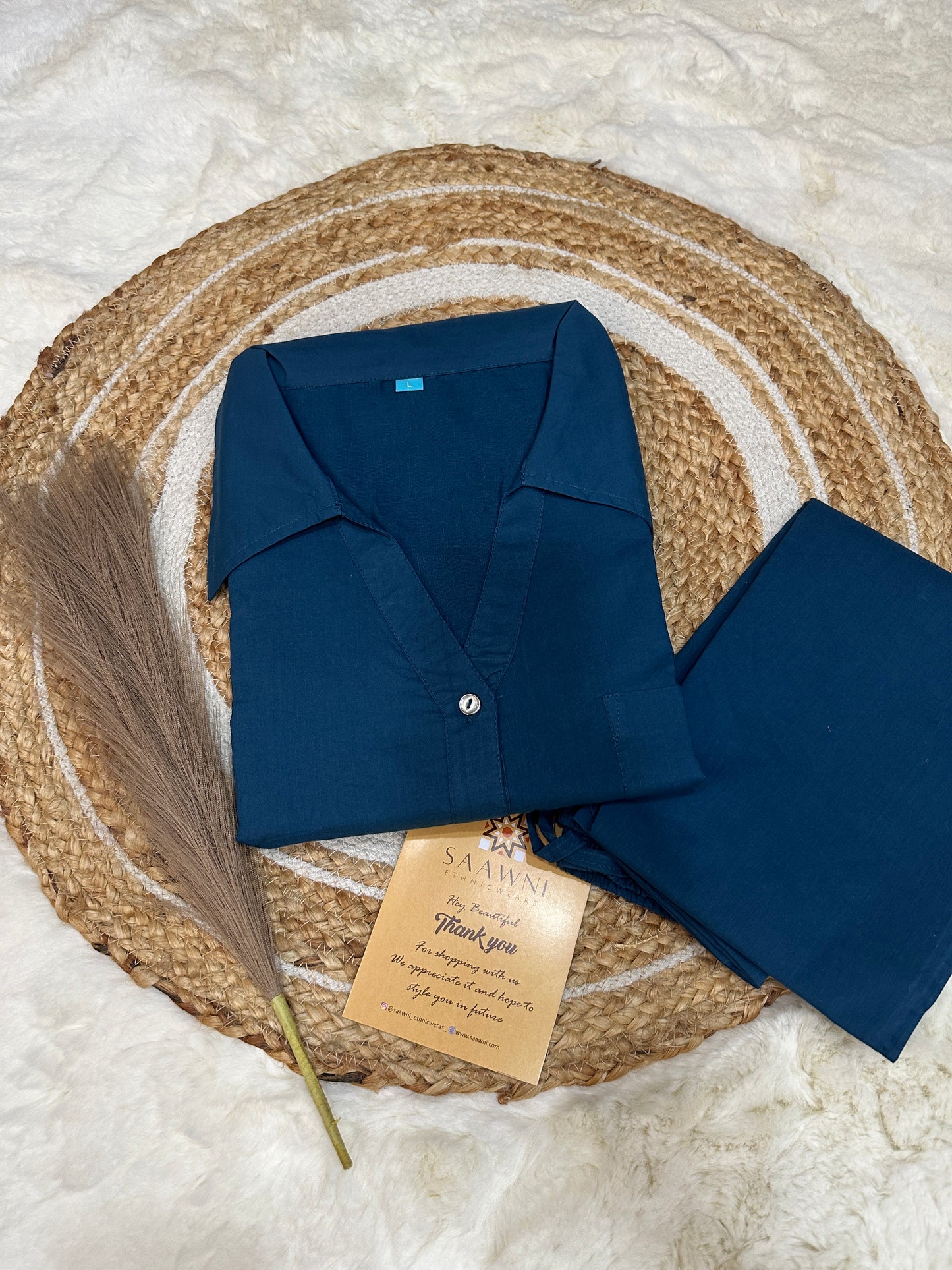 Blue collared kurta with pant
