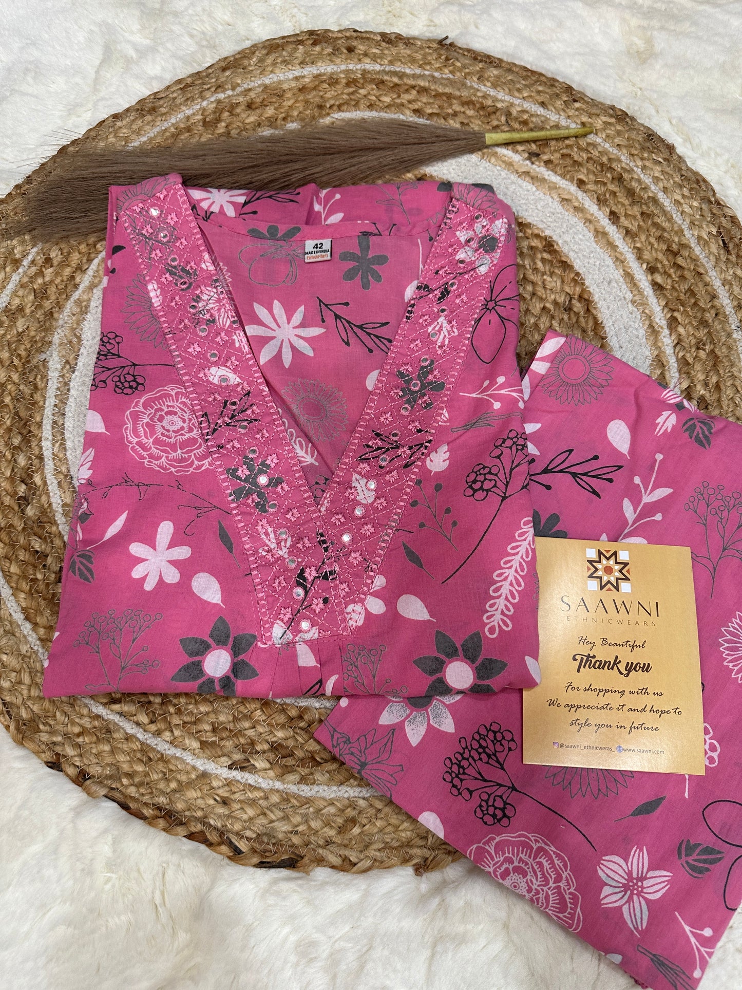 Pink kurta pant set
