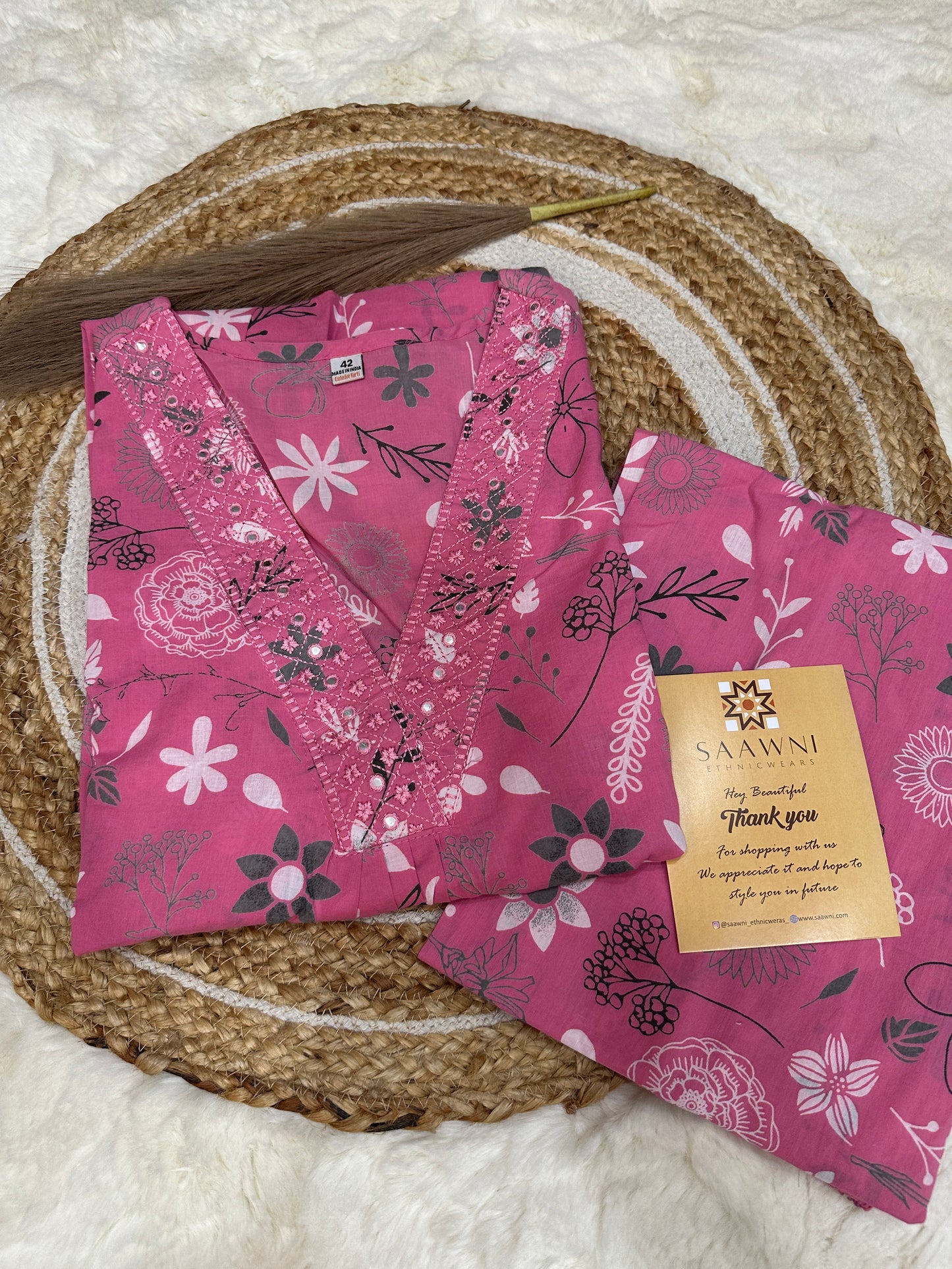 Pink kurta pant set