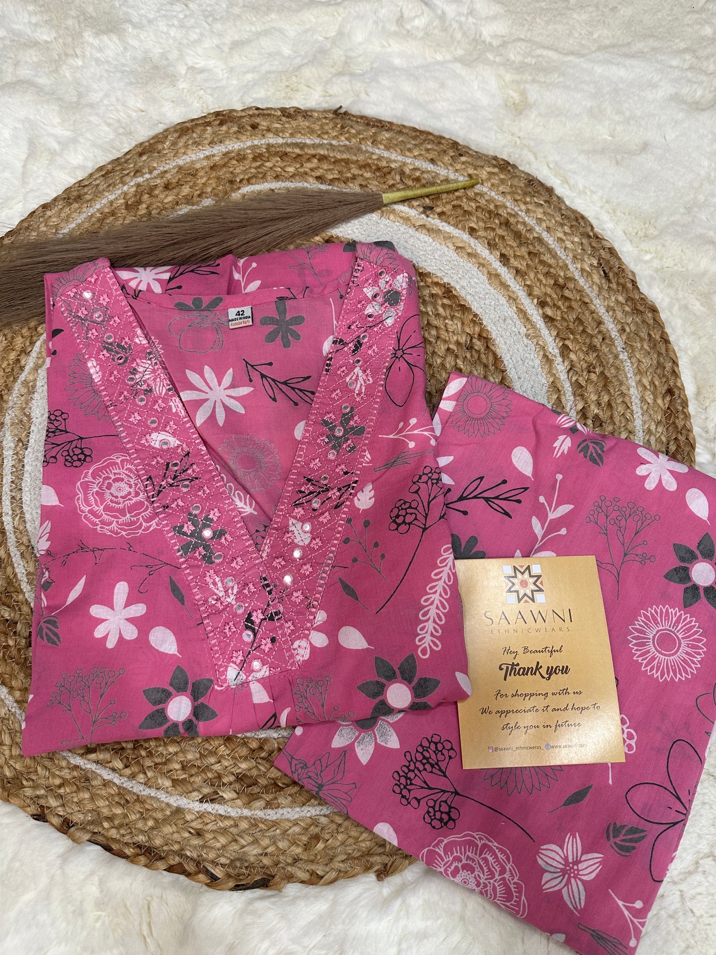 Pink kurta pant set