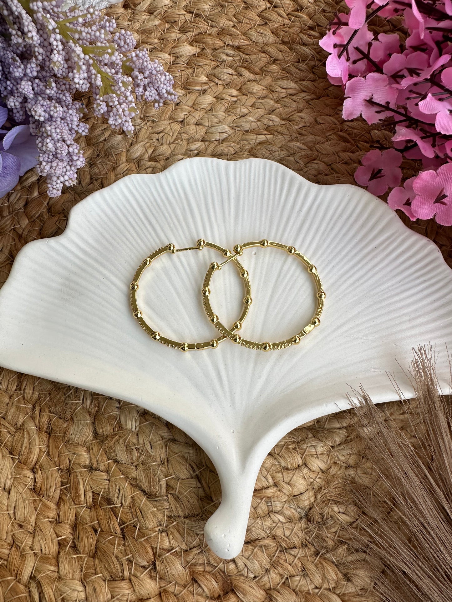 Round hoop studded earrings