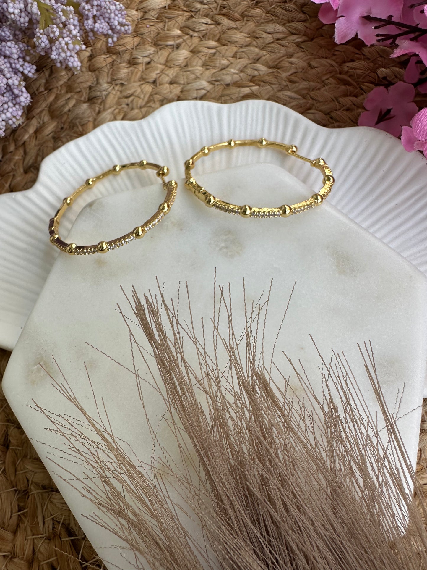 Round hoop studded earrings