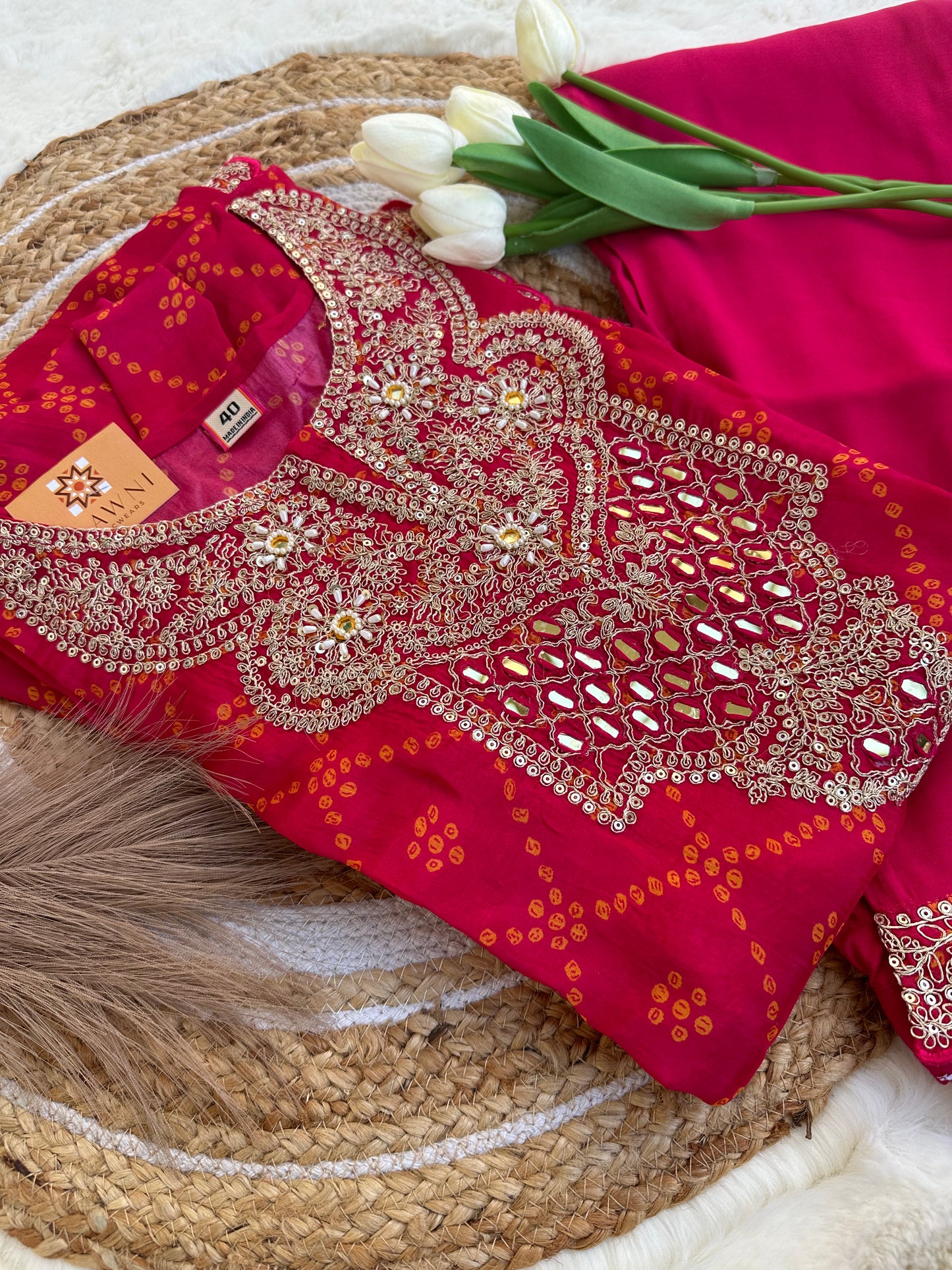 Hot pink kaftan with pant