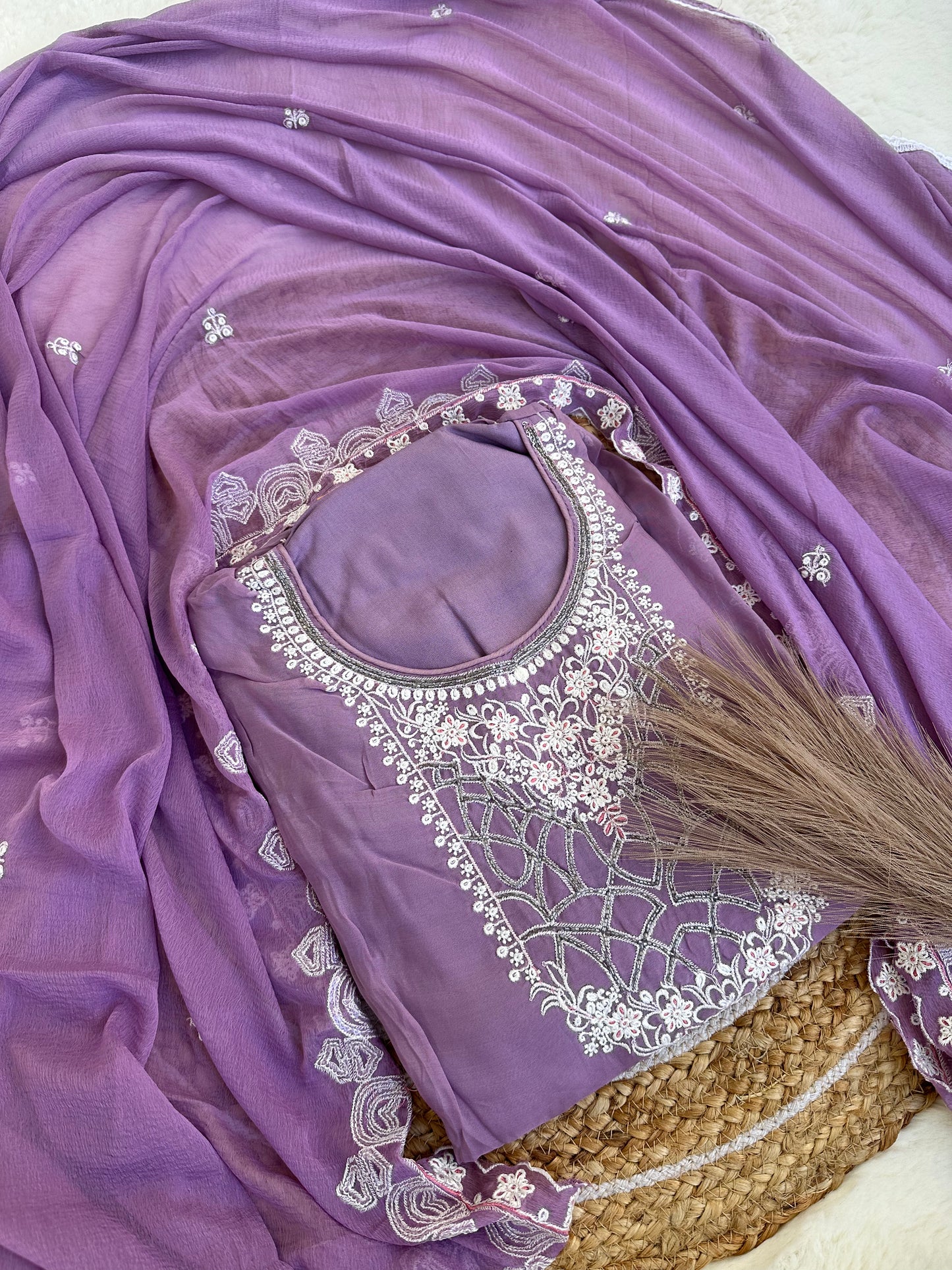 Unstitched purple suit set