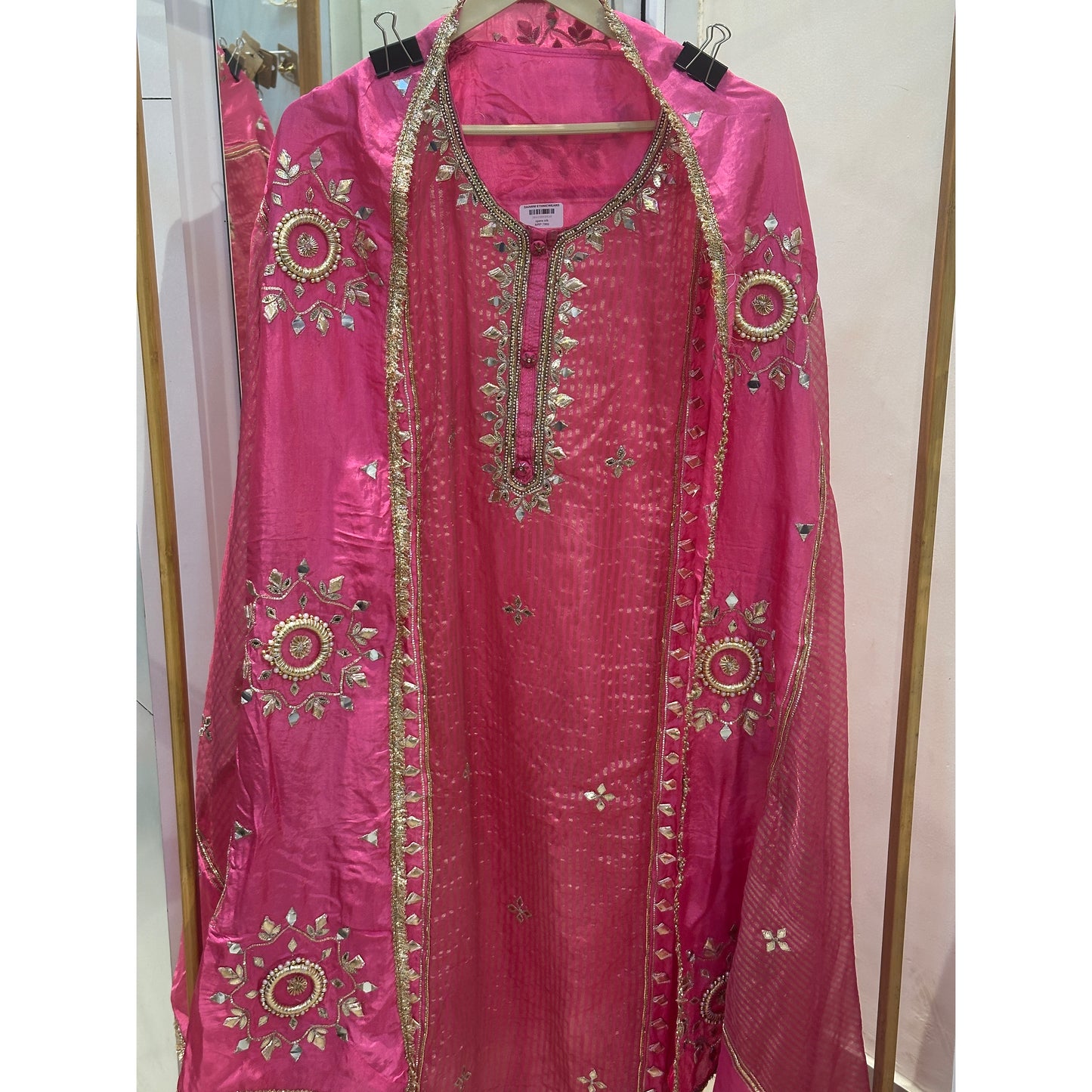 Blush Pink Opara Silk Unstitched Suit Set with Intricately Embroidered Heavy Dupatta