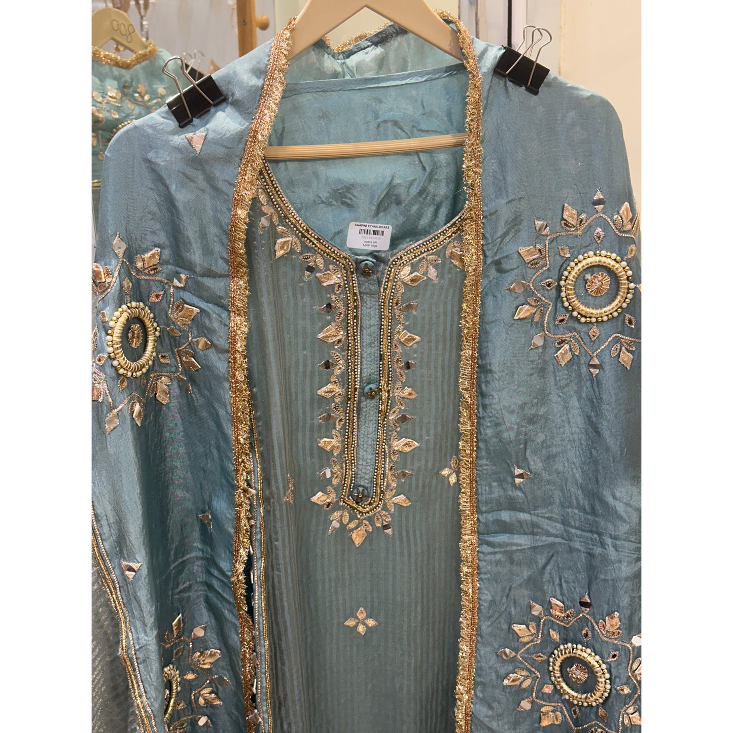 Opara Silk Unstitched Suit Set with Intricately Embroidered Heavy Dupatta