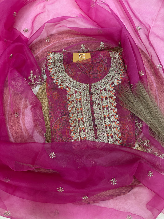 Unstitched organza suit set