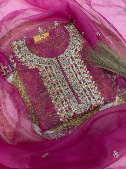 Unstitched organza suit set