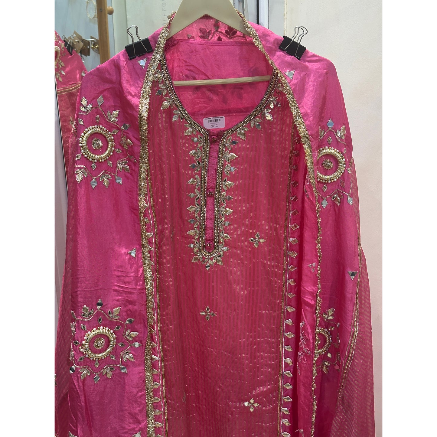 Blush Pink Opara Silk Unstitched Suit Set with Intricately Embroidered Heavy Dupatta