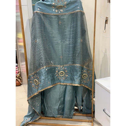 Opara Silk Unstitched Suit Set with Intricately Embroidered Heavy Dupatta
