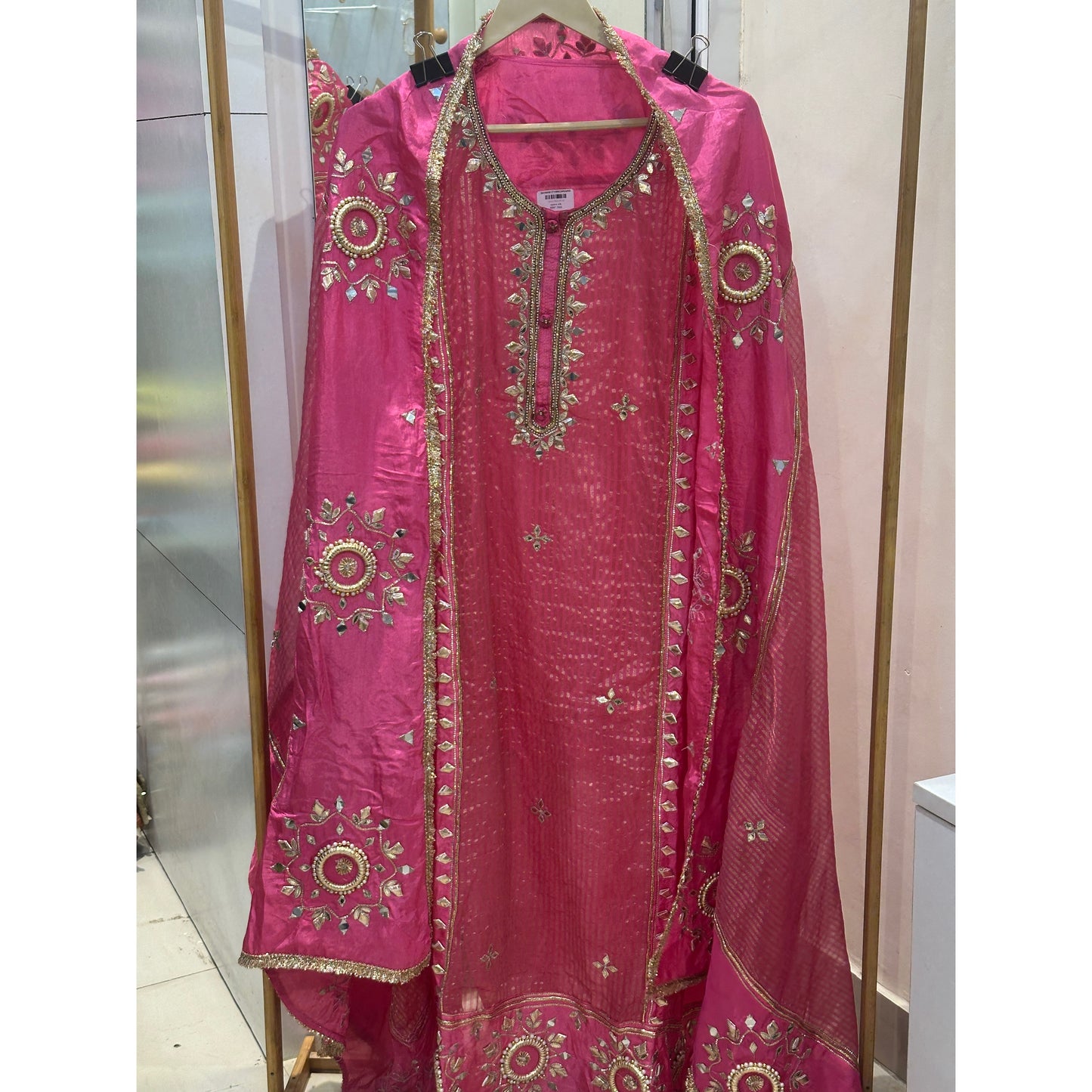 Blush Pink Opara Silk Unstitched Suit Set with Intricately Embroidered Heavy Dupatta