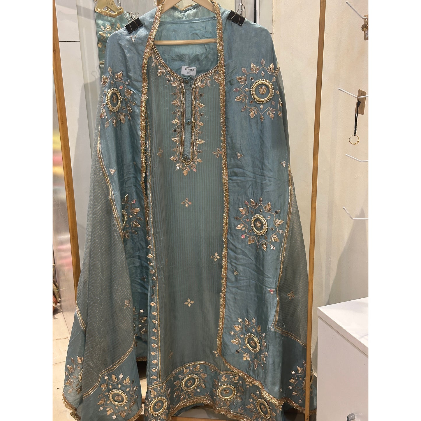 Opara Silk Unstitched Suit Set with Intricately Embroidered Heavy Dupatta