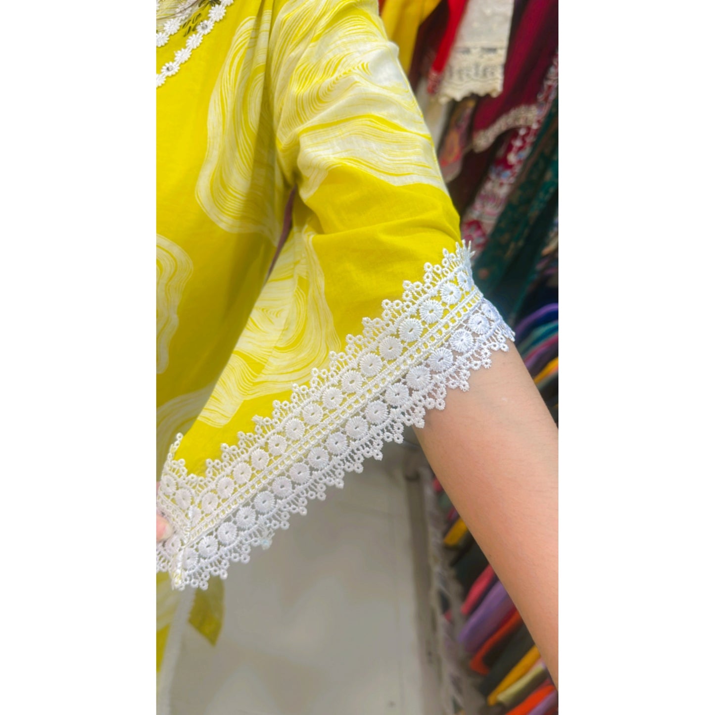 Yellow printed kurta pant with dupatta