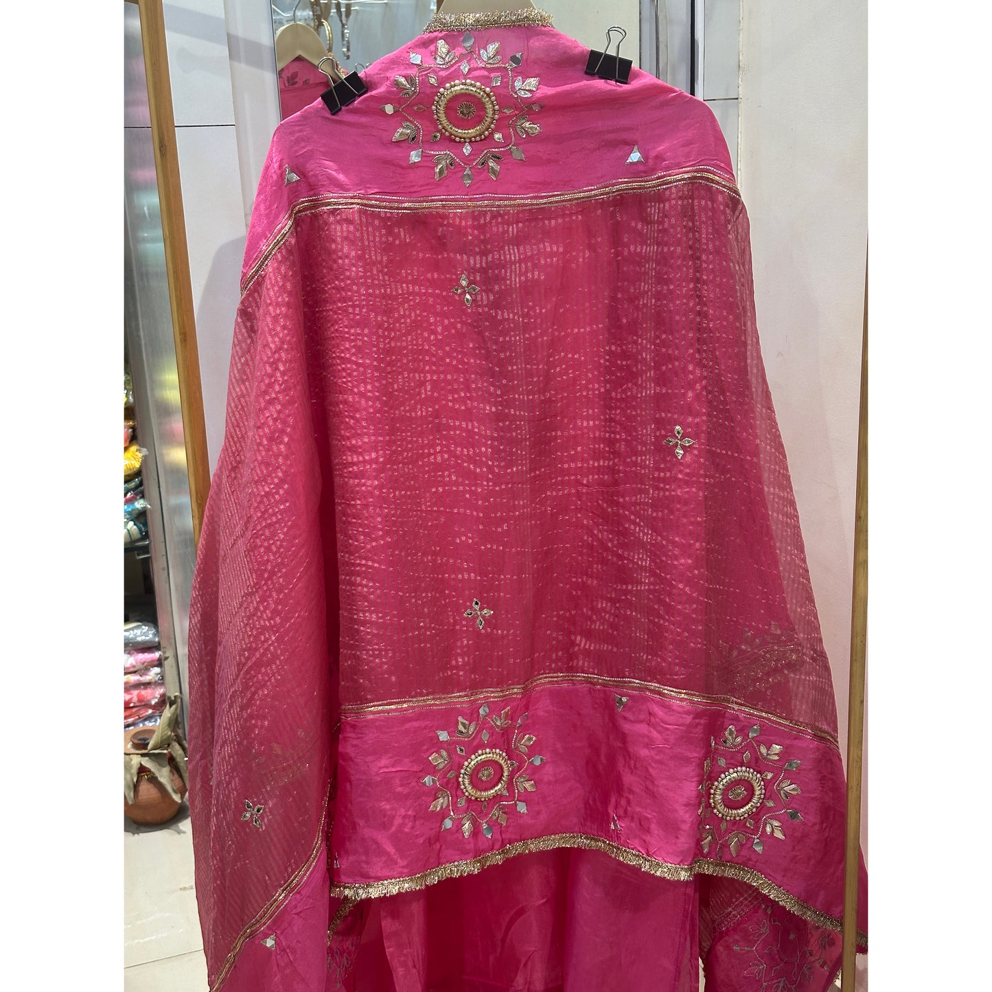 Blush Pink Opara Silk Unstitched Suit Set with Intricately Embroidered Heavy Dupatta