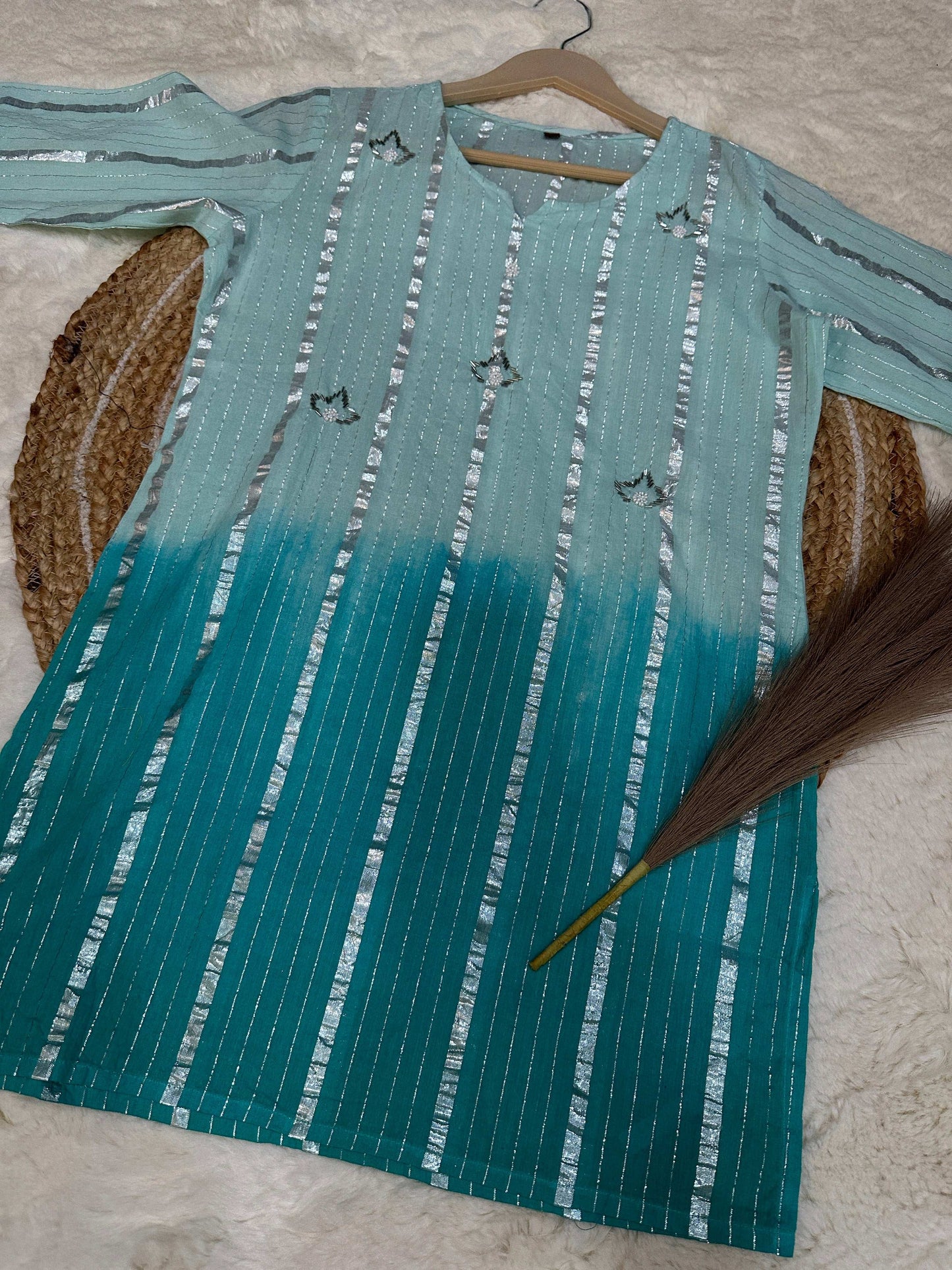 Green dual tone kurti