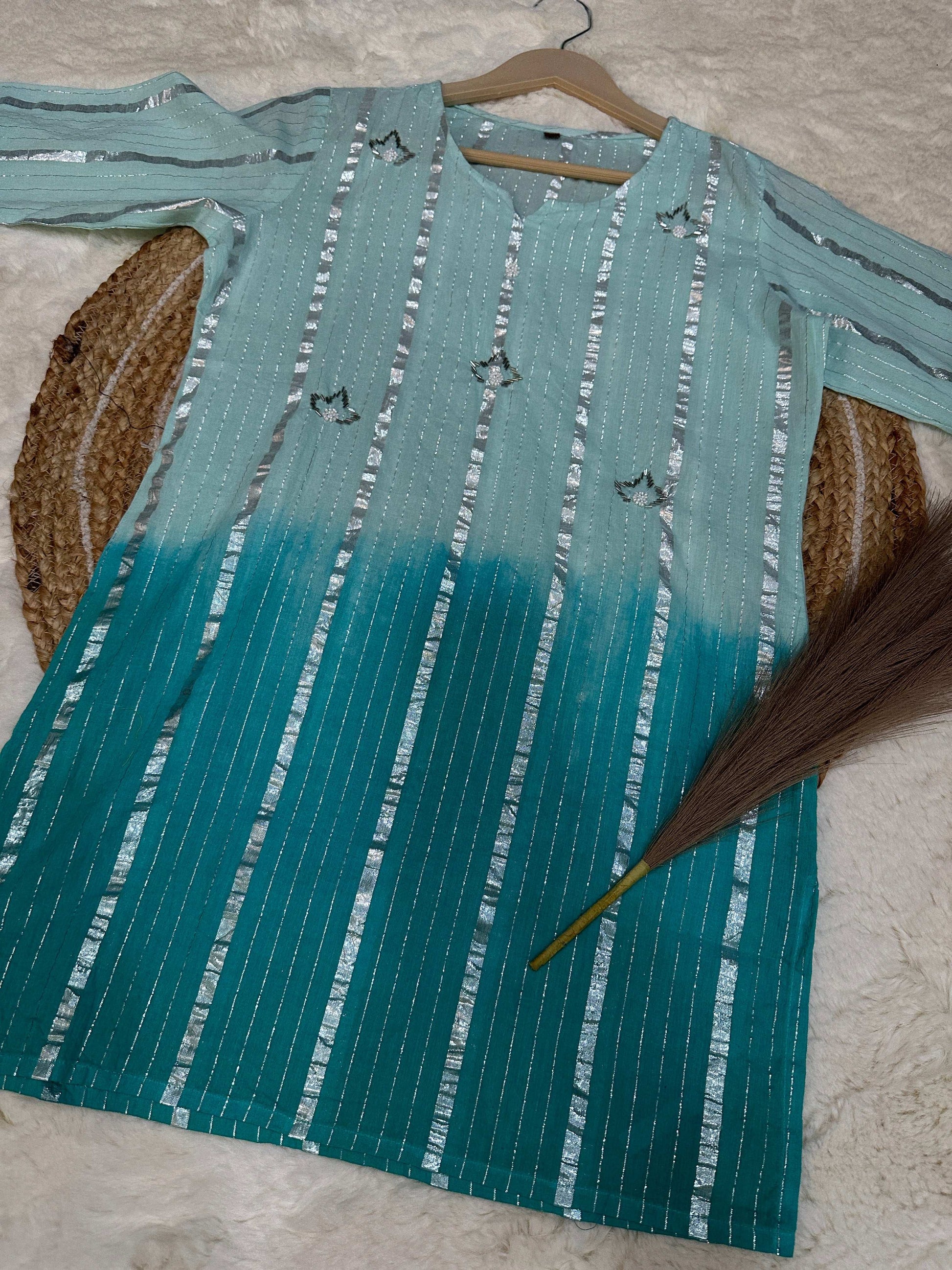 Green dual tone kurti