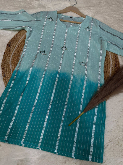 Green dual tone kurti