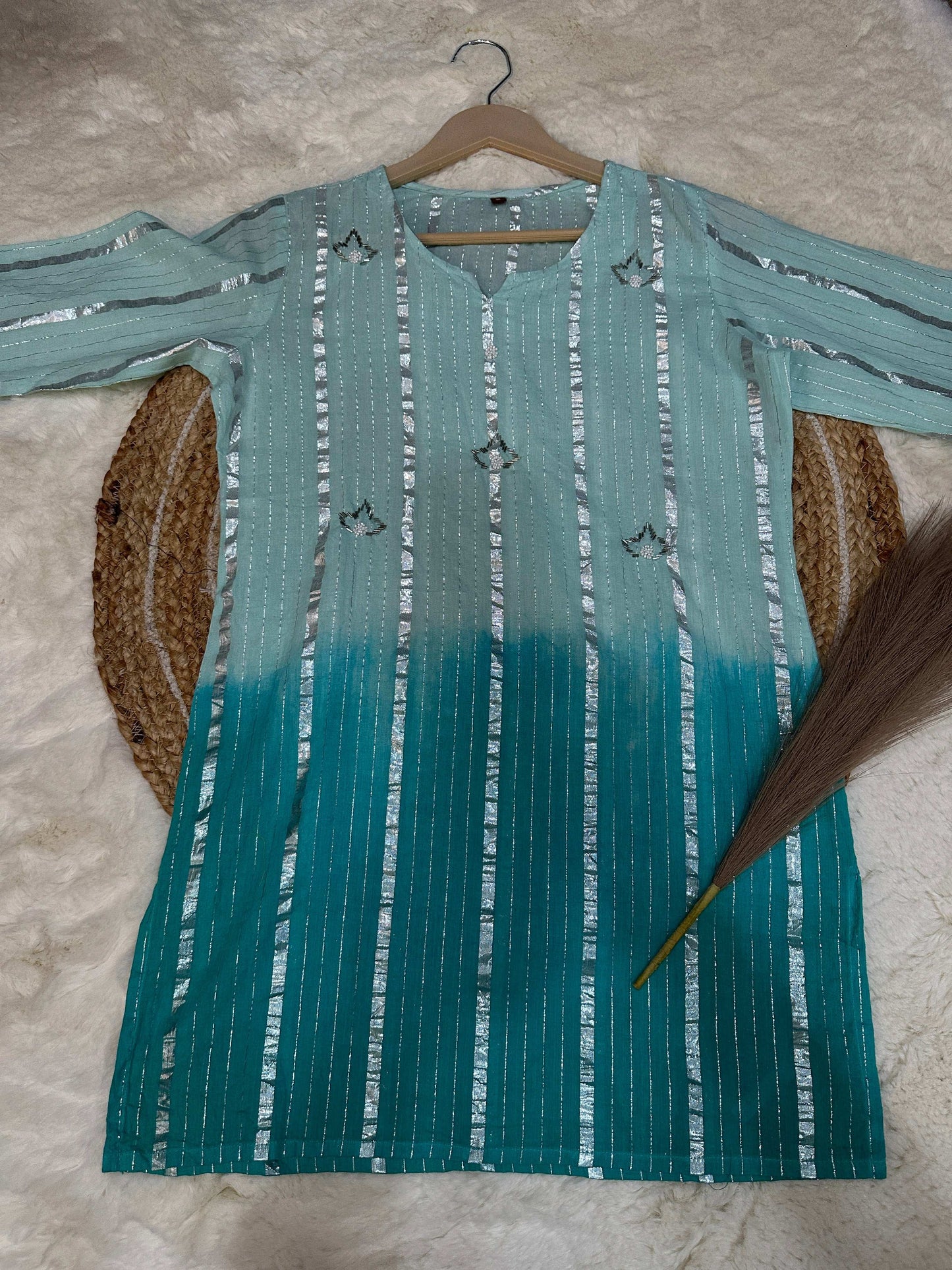 Green dual tone kurti