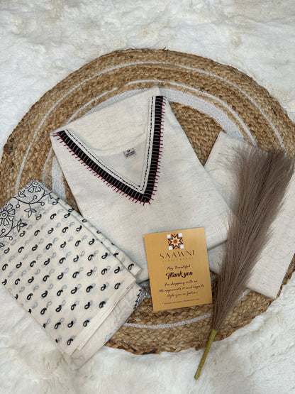 Khadi cotton kurta pant with dupatta