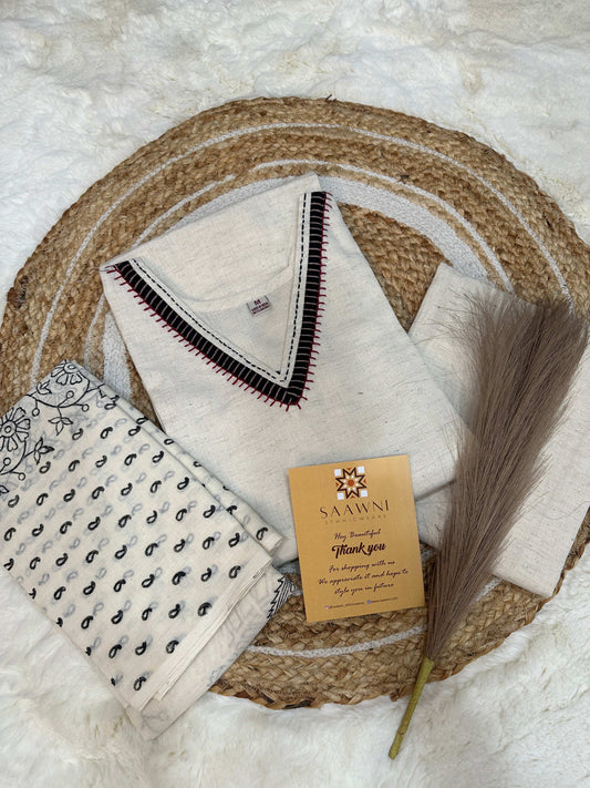 Khadi cotton kurta pant with dupatta