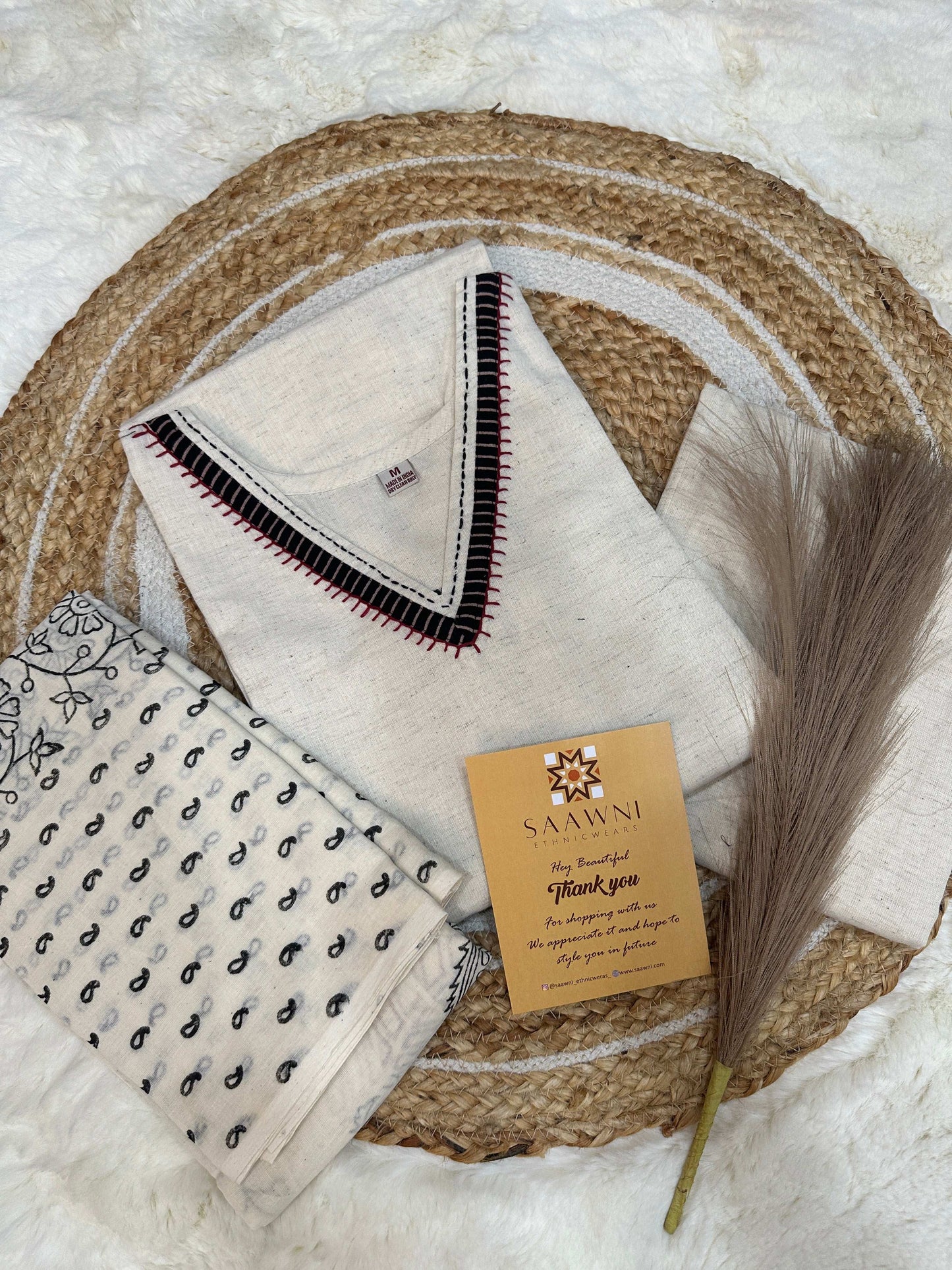 Khadi cotton kurta pant with dupatta