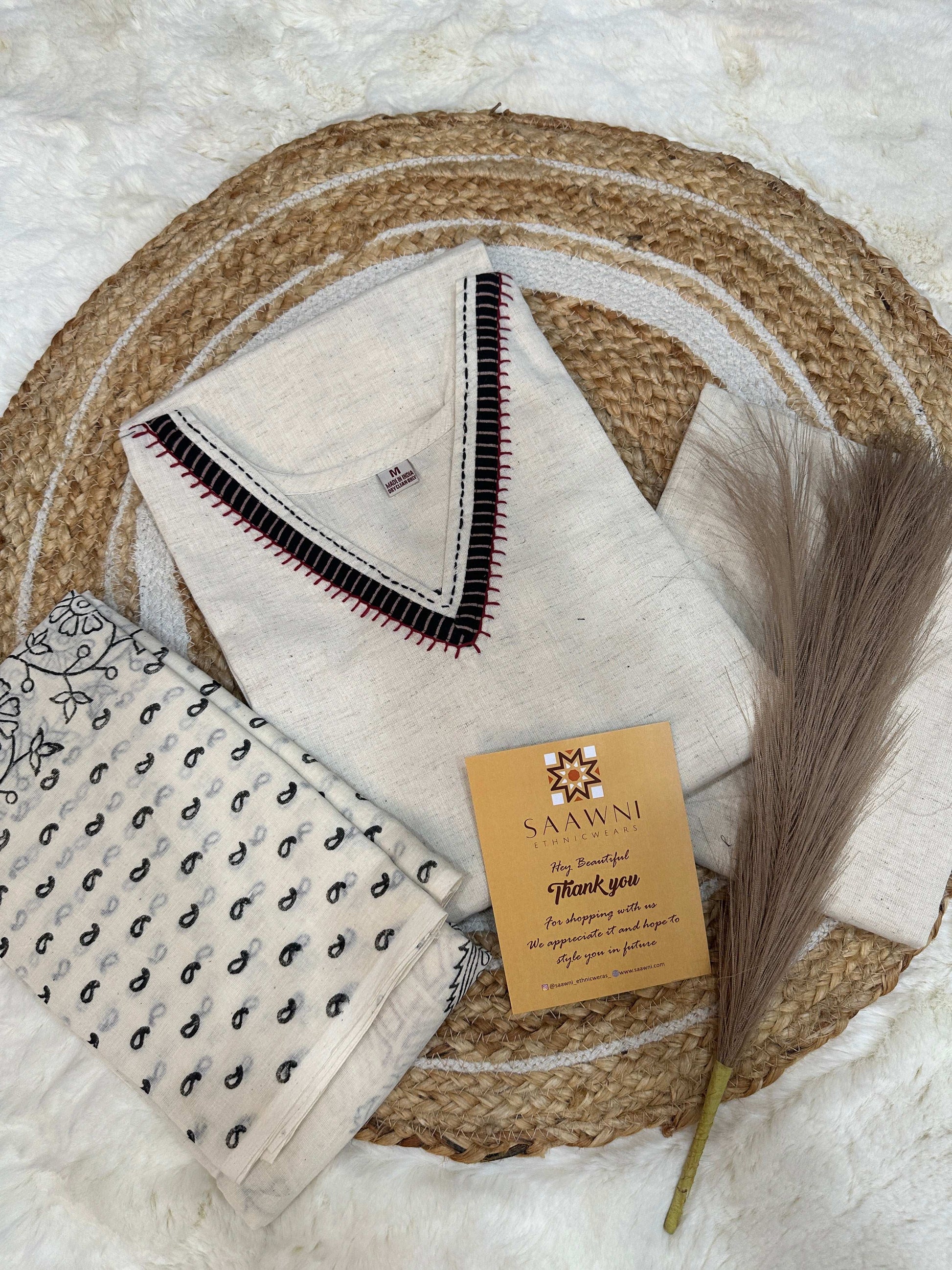 Khadi cotton kurta pant with dupatta