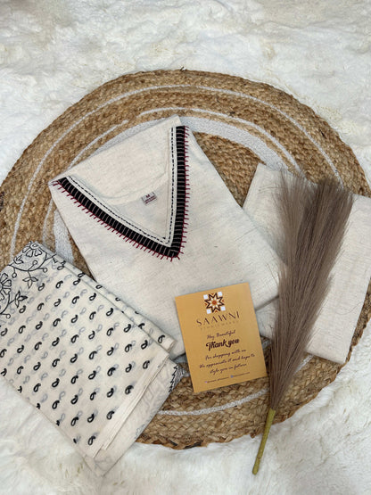 Khadi cotton kurta pant with dupatta