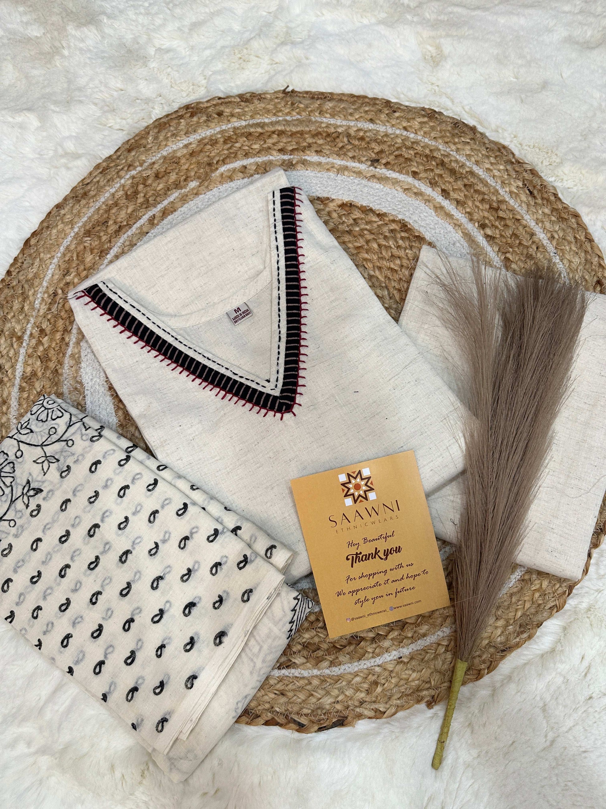 Khadi cotton kurta pant with dupatta