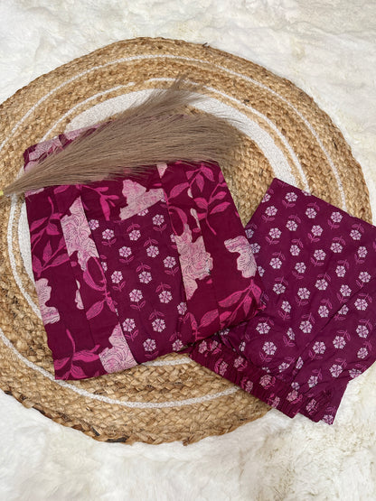 Pink layered kurta pant set