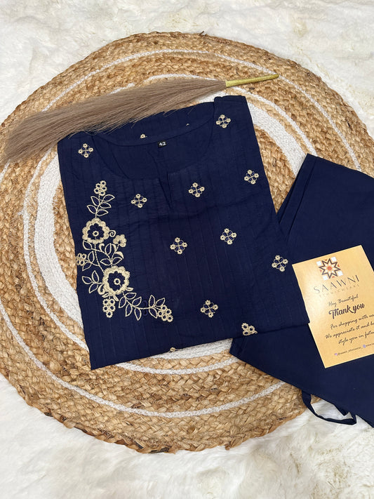 Indigo cotton kurta pant set