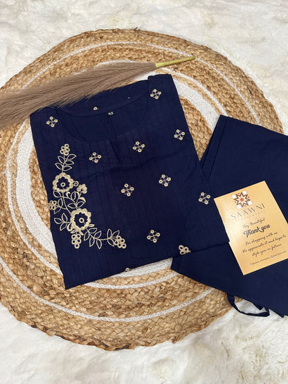 Indigo cotton kurta pant set