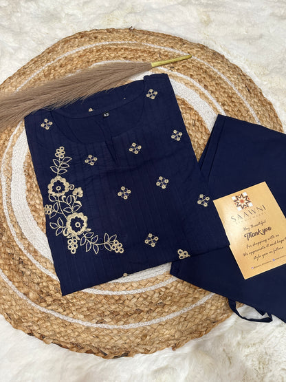 Indigo cotton kurta pant set