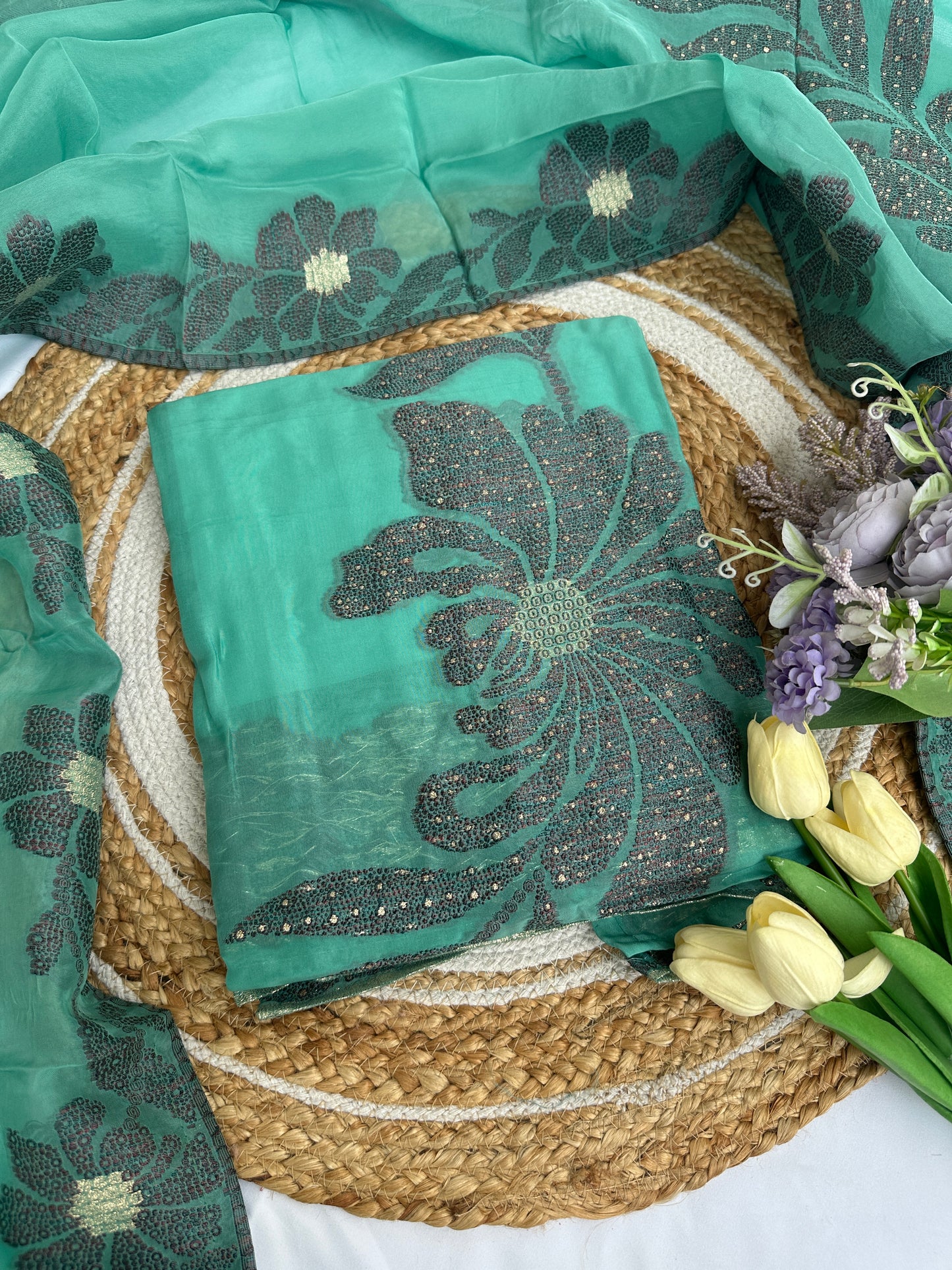 Graceful Organza Unstitched Suit Set