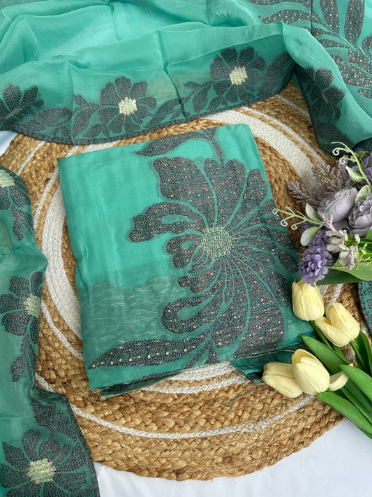 Graceful Organza Unstitched Suit Set