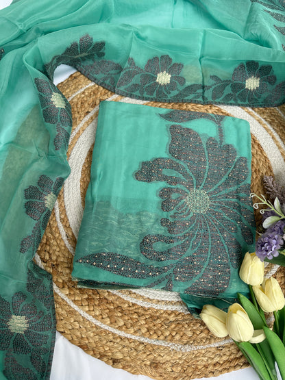 Graceful Organza Unstitched Suit Set