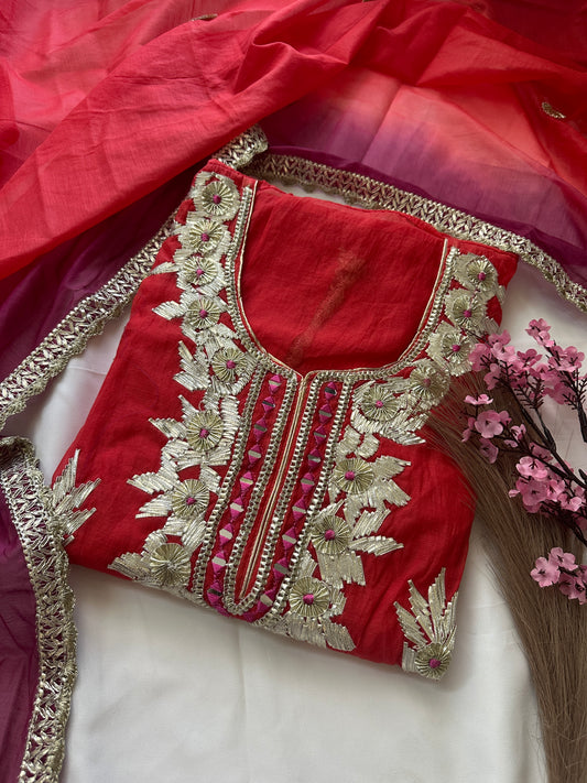 Unstitched gota patti mul cotton suit set new
