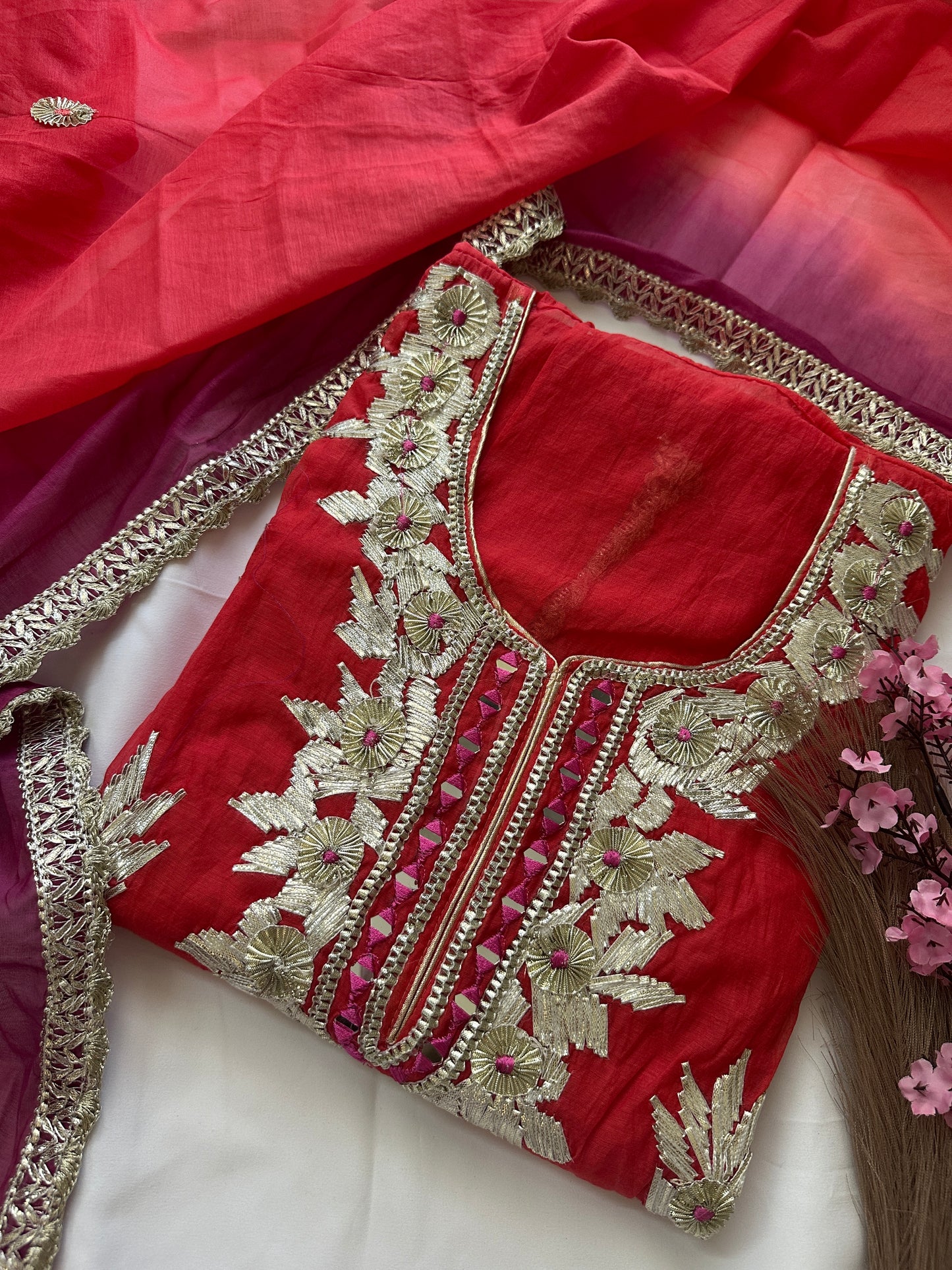 Unstitched gota patti mul cotton suit set new
