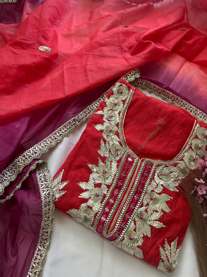 Unstitched gota patti mul cotton suit set new