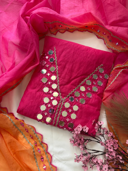 Unstitched mul suit set in ombre