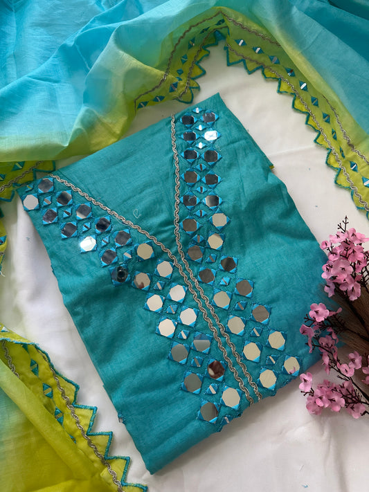 Unstitched mul suit set in ombre new