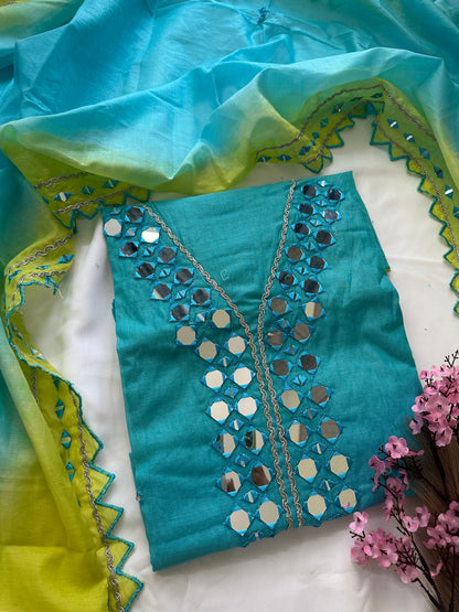Unstitched mul suit set in ombre new