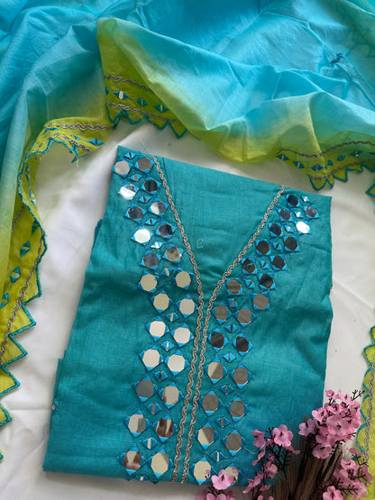 Unstitched mul suit set in ombre new