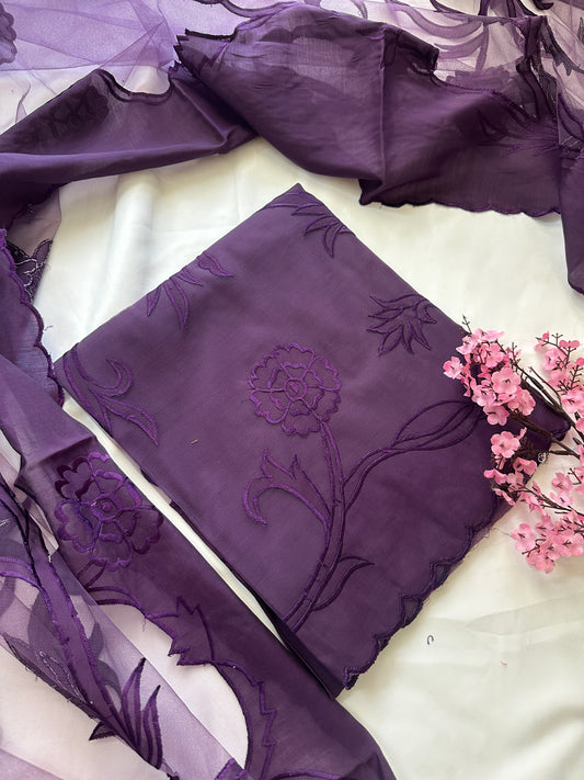 Purple Unstitched Suit Set