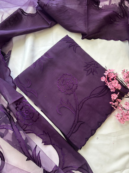 Purple Unstitched Suit Set