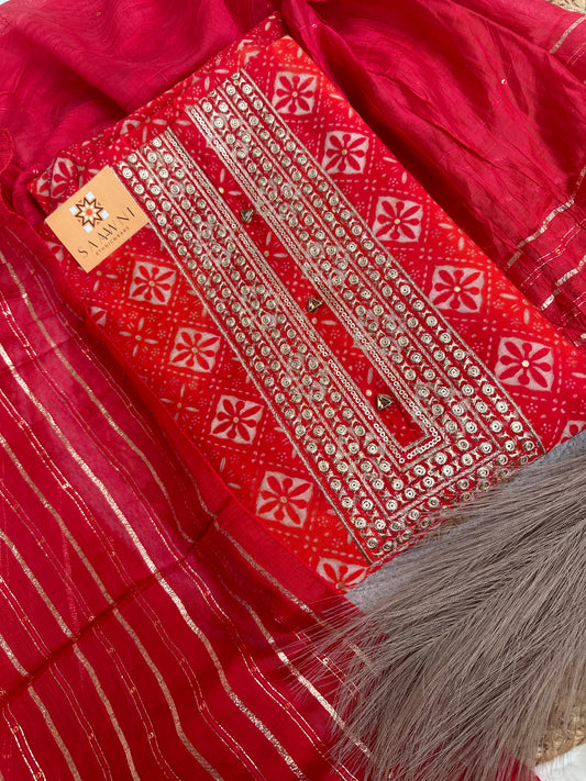 Unstitched red suit set