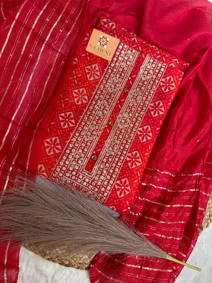 Unstitched red suit set
