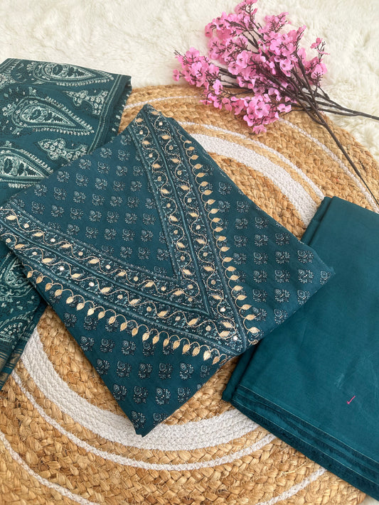Premium cotton printed unstitched suit set