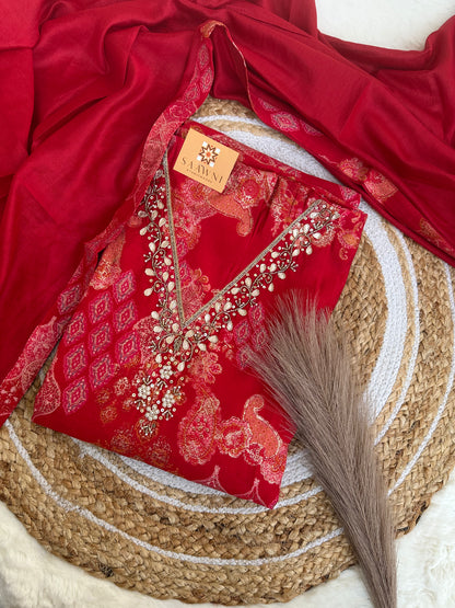 Unstitched Red suit set