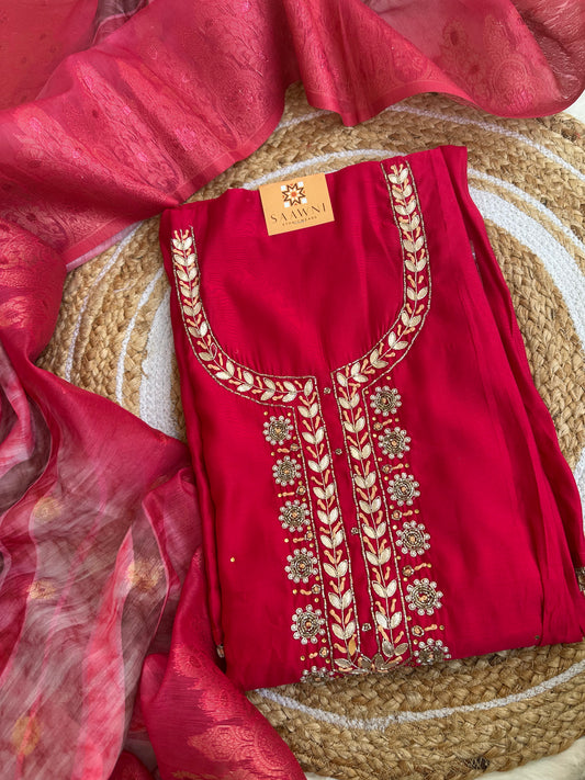 Unstitched hot pink suit set