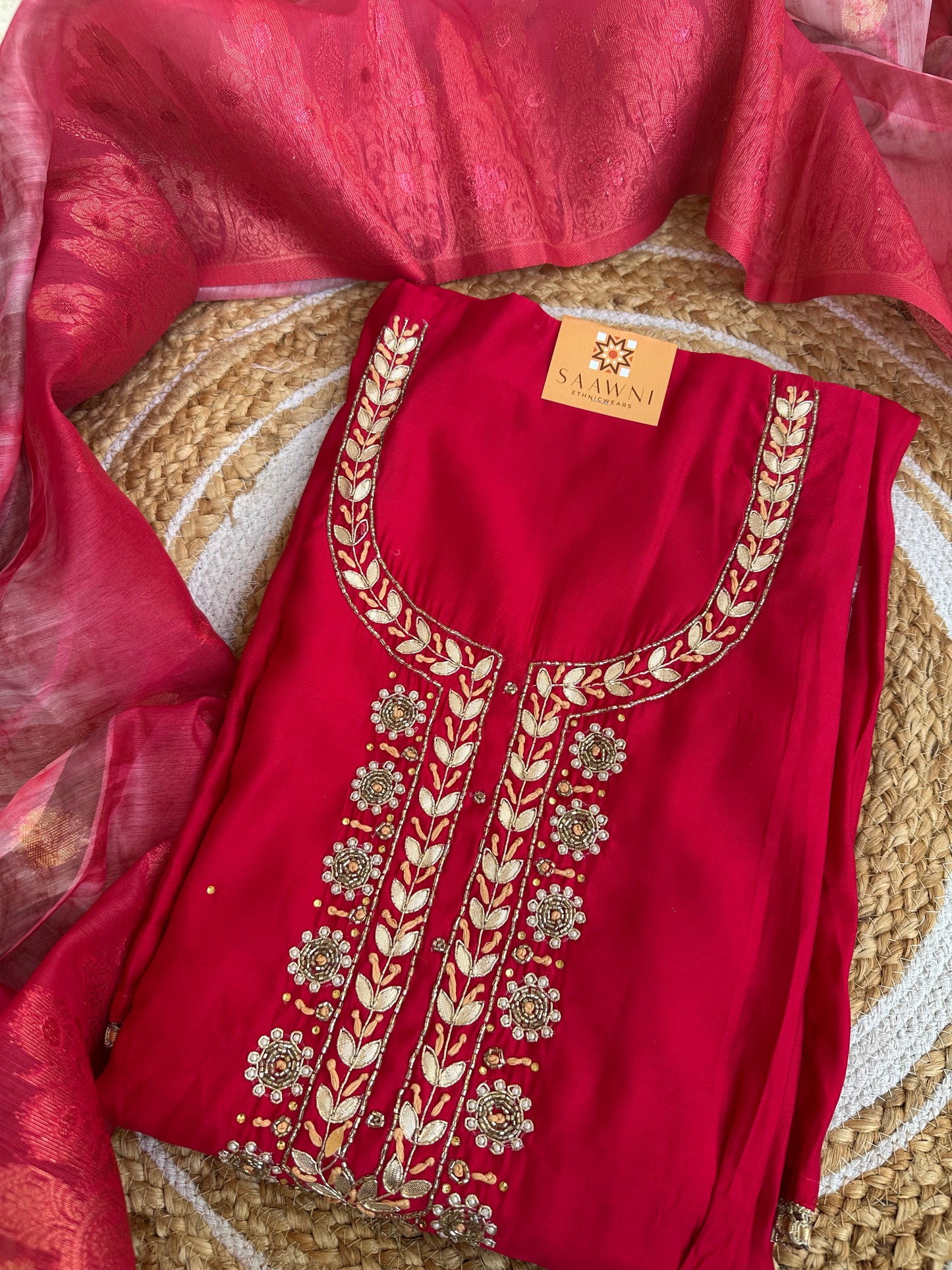Unstitched hot pink suit set